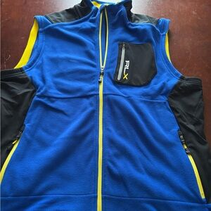 RLX Ralph Lauren Fleece Color Block Full Zip Vest Jacket Blue Men's 2X